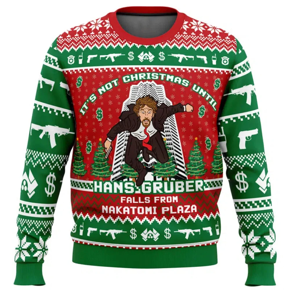 Hans Gruber Ugly Christmas Sweater Men Women Pullover Hot Sale Round Neck Long Sleeve Top Christmas Clothing 2025 New Sweatshirt