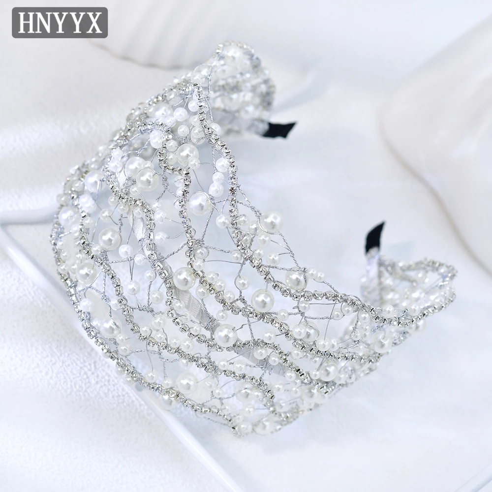 

HNYYX Элегантный белый обруч для волос с жемчугом, аксессуар для невесты, женский свадебный обруч, винтажный обруч для волос для банкетов и вечеринок A420