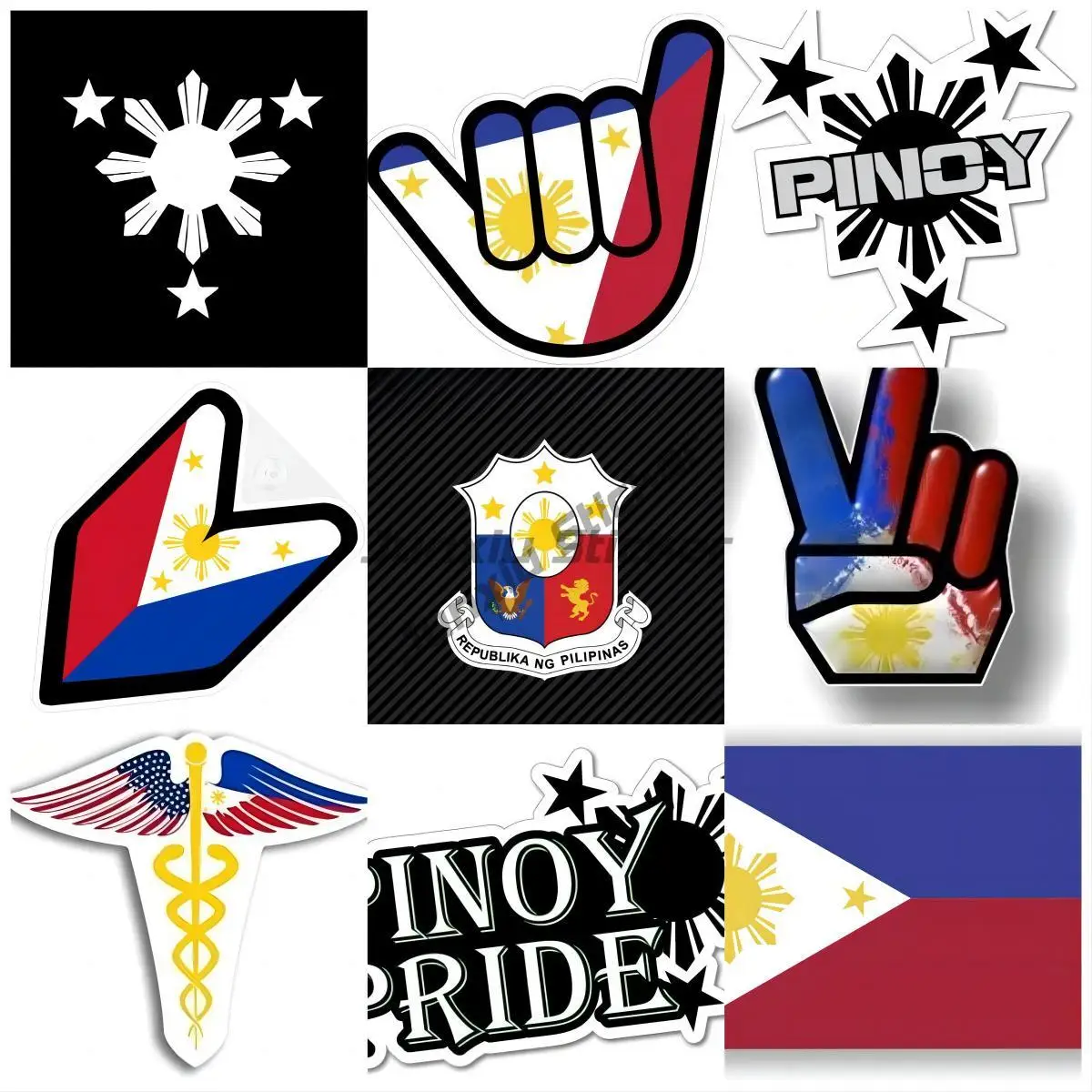 Filipino Coat of Arms Sticker  Self Adhesive Vinyl Philippines flag PHL PH Window Truck Camper Guitar Car Body Refrigerator Wall