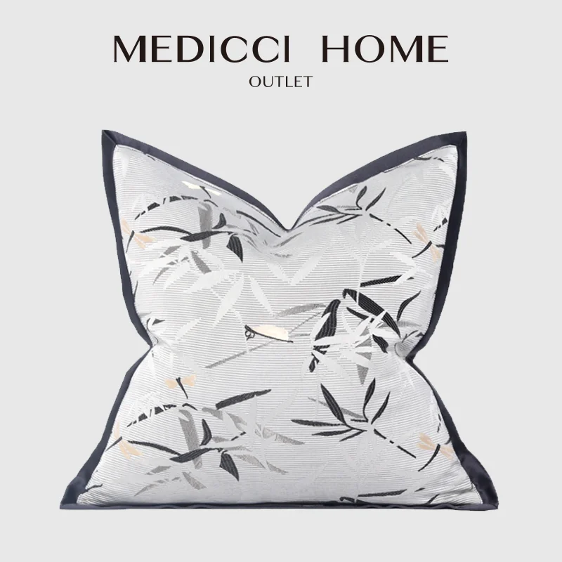 Medicci Home Modern Dragonfly Plants Decorative Pillow Case High Precision Embroidered Cushion Cover Farmhouse Living Room Decor