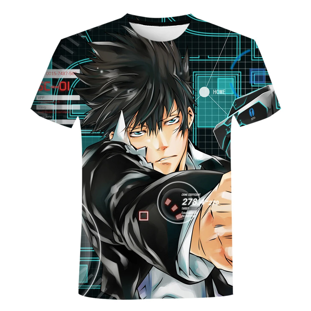 Men's Women's Europe And America Simple 3D Printing T-Shirt Summer Fashion Leisure Cool Psycho Pass Short Sleeve Top Tee