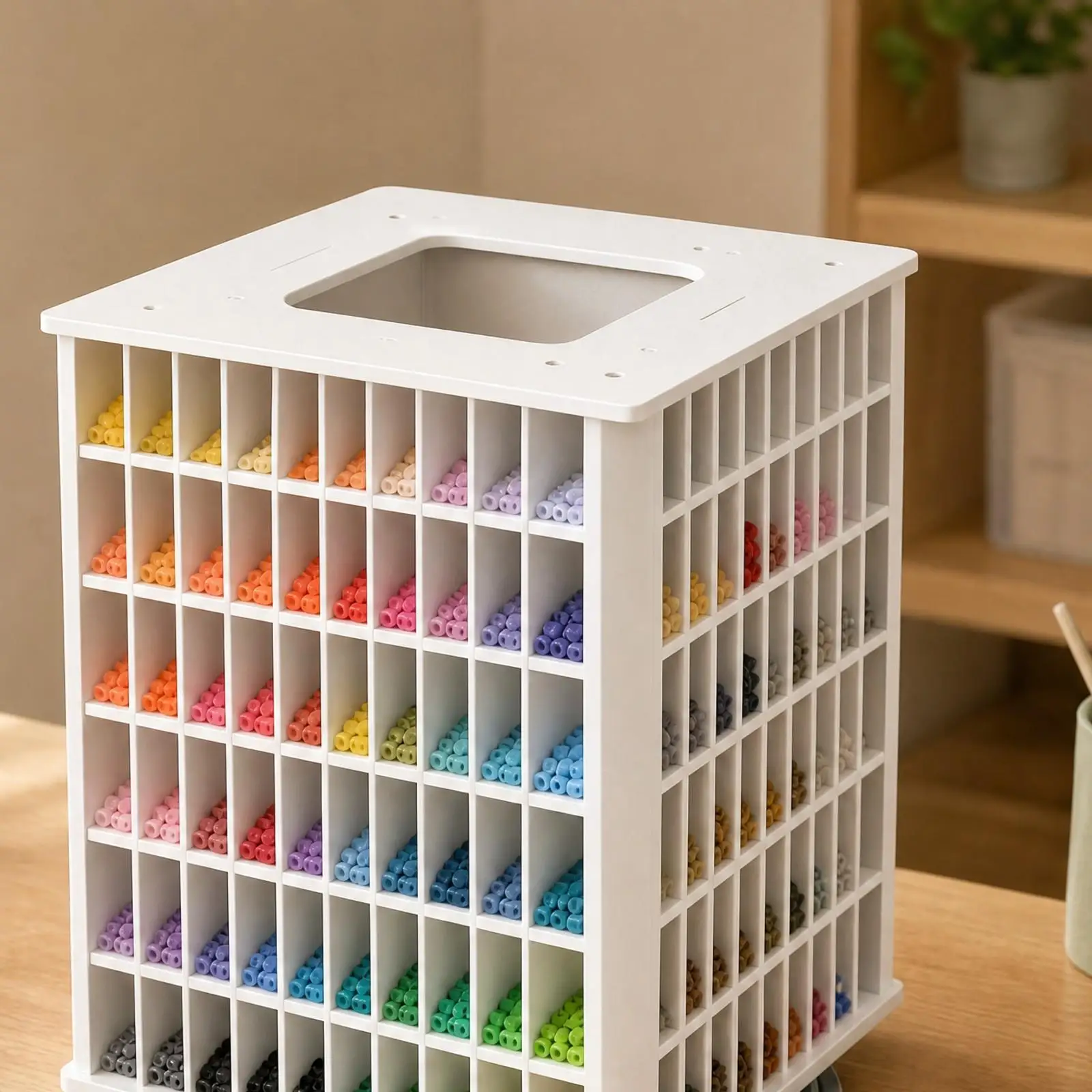 Rotating Bead Storage Rack Multi Tier PVC Organizer Shelf Cabinet for Beads Mini Items Art Room Desk