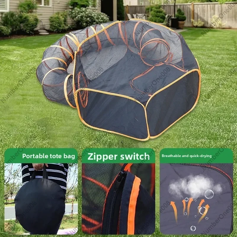 Foldable Cat Tunnel, Closed Cat Cave, Portable Dog Bed Set, Steel Wire Pet Tent Tunnel.