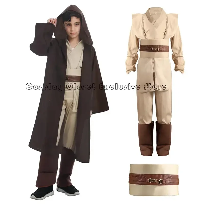 

FC6Kids Jedi Costume Knight Costume for Kids Boys Tunic Uniform Robe Pants Belt Outfit Halloween Cosplay Costume Stage Jedi@FC8！
