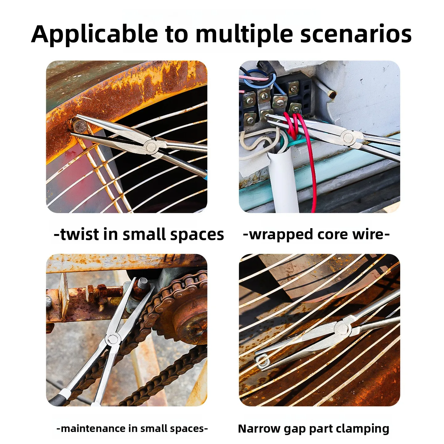 

5-Piece High Carbon Steel Bent Needle-Nose Pliers Kit - 45° Extended Multifunctional Industrial Tool for Electrical Maintenance