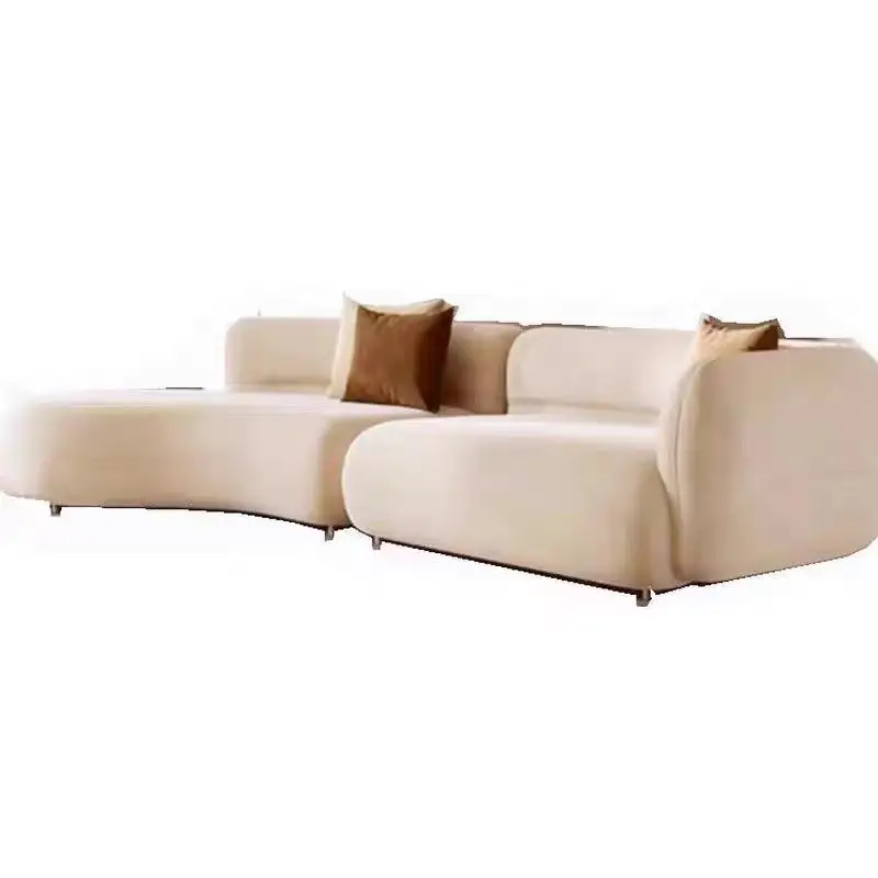 

# Simple Curved Sectional Sofa Frosted Fabric Modular Three-Seater Small Large