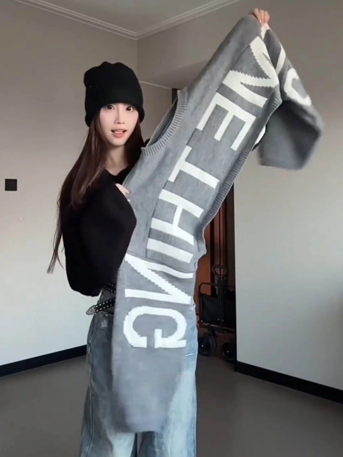 

Ретро-американский вязаный свитер с принтом, повседневный, с длинными рукавами, для женщин, осенне-зимний, в стиле Spicy Girl, вязаный топ