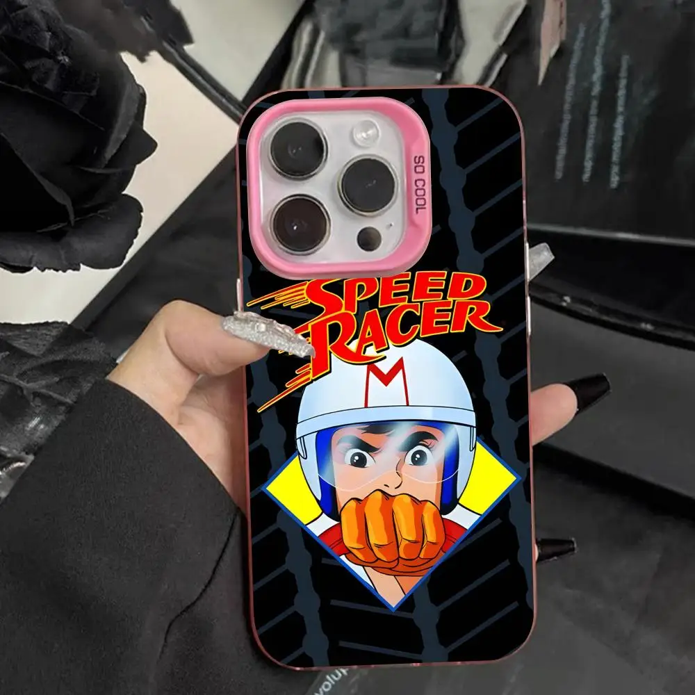 Speed Racer Mobile Cell Phone Case for iPhone 17 16 15 14 13 12 11 X XR XS 8 7 Air Pro Max Plus Translucent Pink Colorful Cover