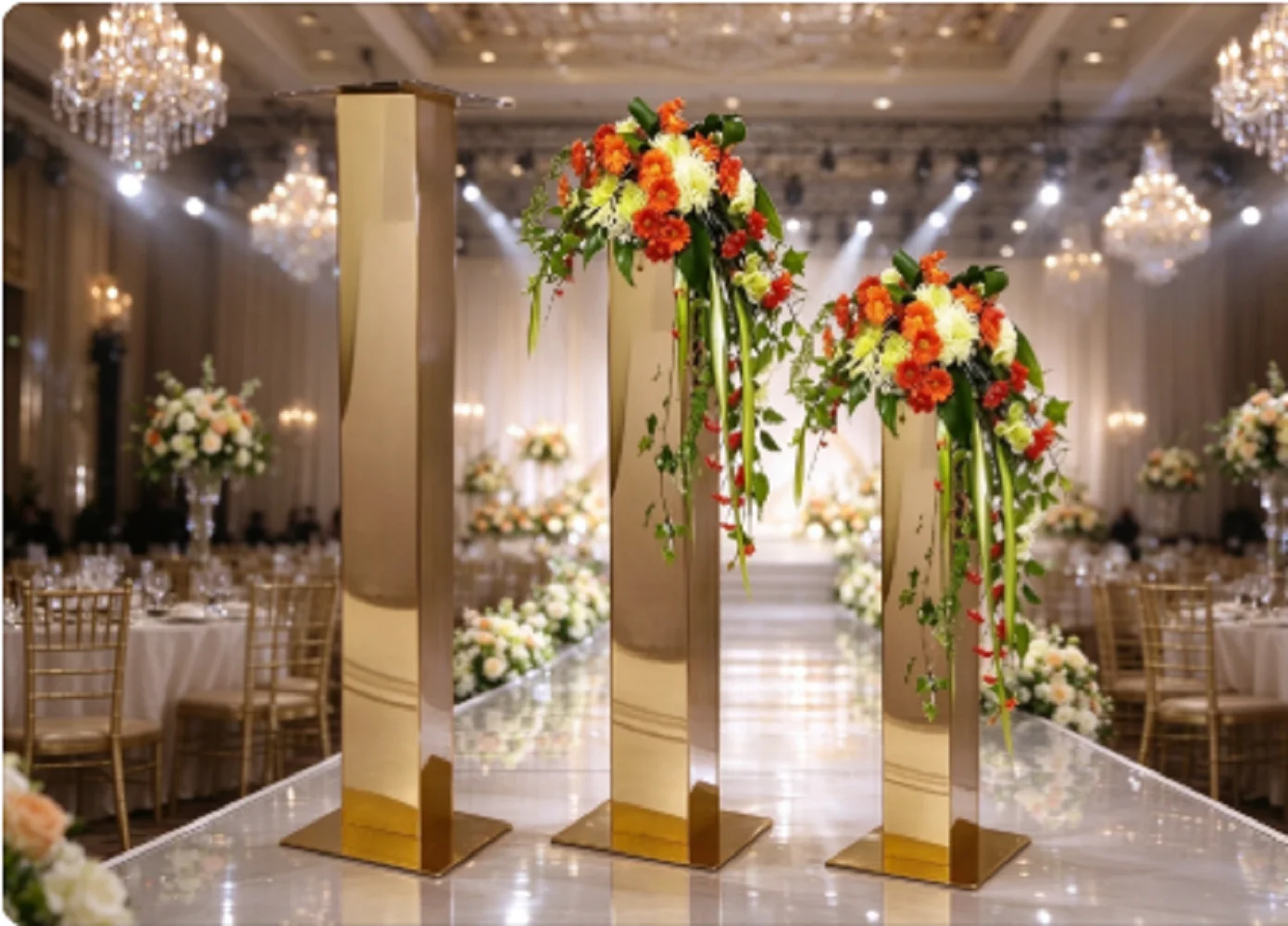 Geometric Metal Wedding Centerpiece Vase Holder Flower Stand for Table Aisle Runner Ceremony Party Decoration Tall 60/80/100cm