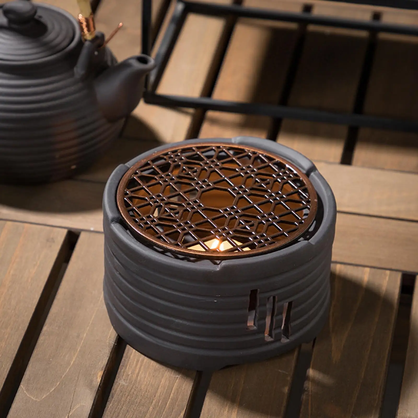 Ceramic Teapot Warmer Candle Furnace Without Candle Tea Warmer Insulation Base for /Porcelain/Metal Teapot