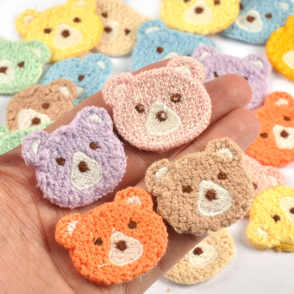 10pcs 3.7x3.4cm Multicolor Cute Bear Embroidery Patches Sewing Kid Bags Clothes Accessories DIY Hairpin Appliques Handmade Decor