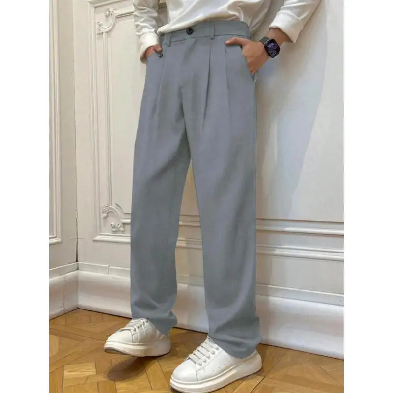 

Casual Loose Fit Men's Trousers Business West Pants Cross-Border E 13684 Neutral Style for Spring Season