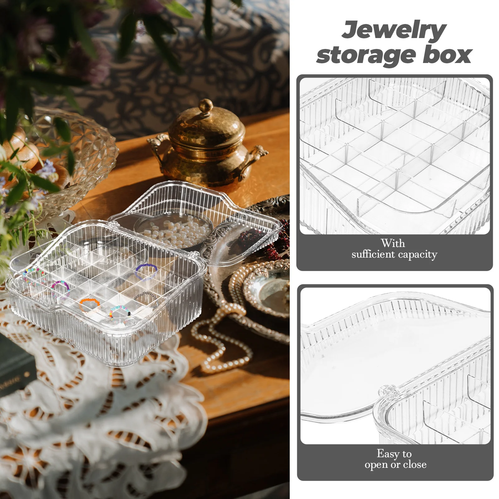 16 Compartment 2-Layer Jewelry Storage Box Compact Ring Earring Organizer Desktop Jewelry Case Holder Stackable Storage Box