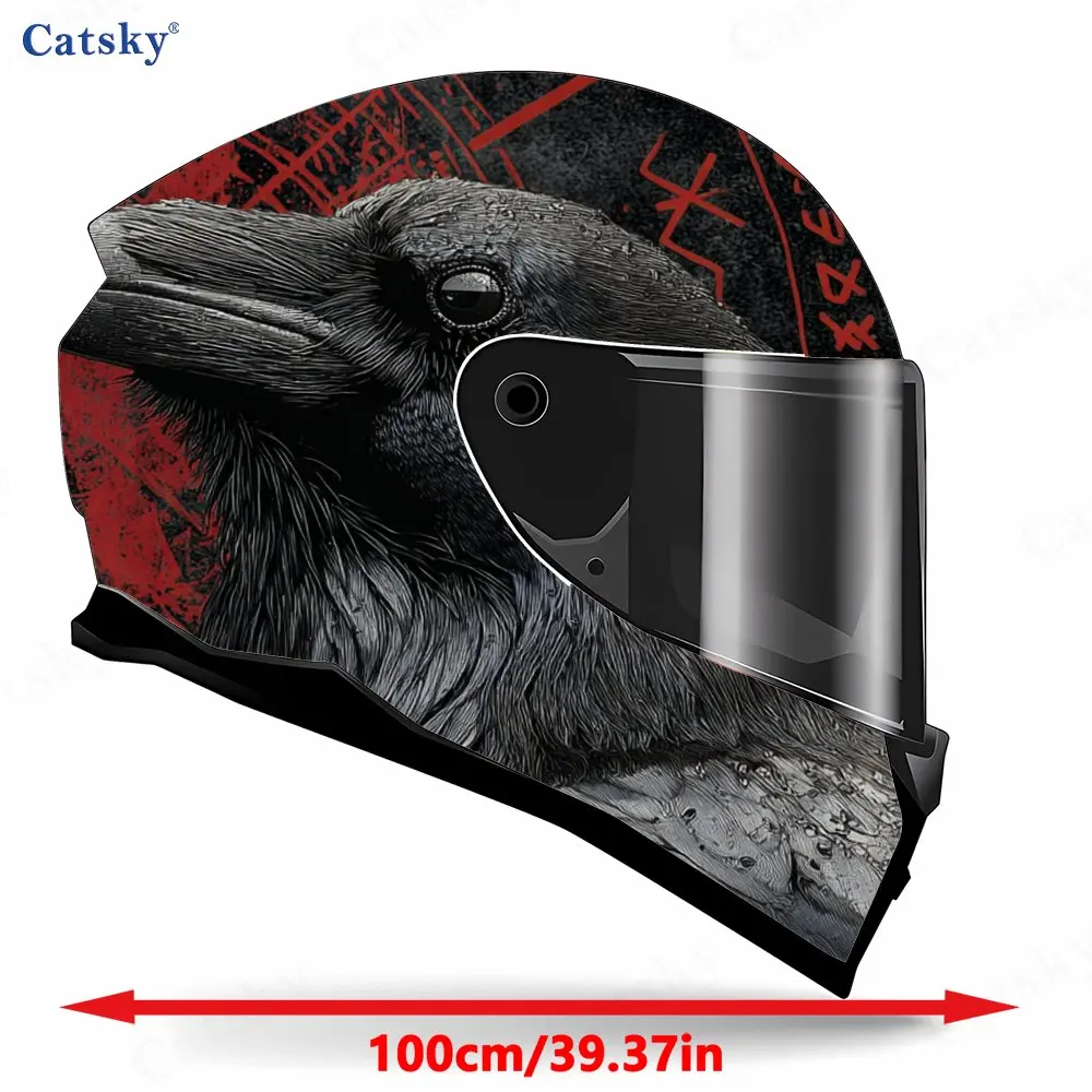 Mysterious Sigil Raven Print Helmet stickers , PVC Material Multifunctional Helmet Stickers, Scratch-Resistant & Fade-Proof, Eas