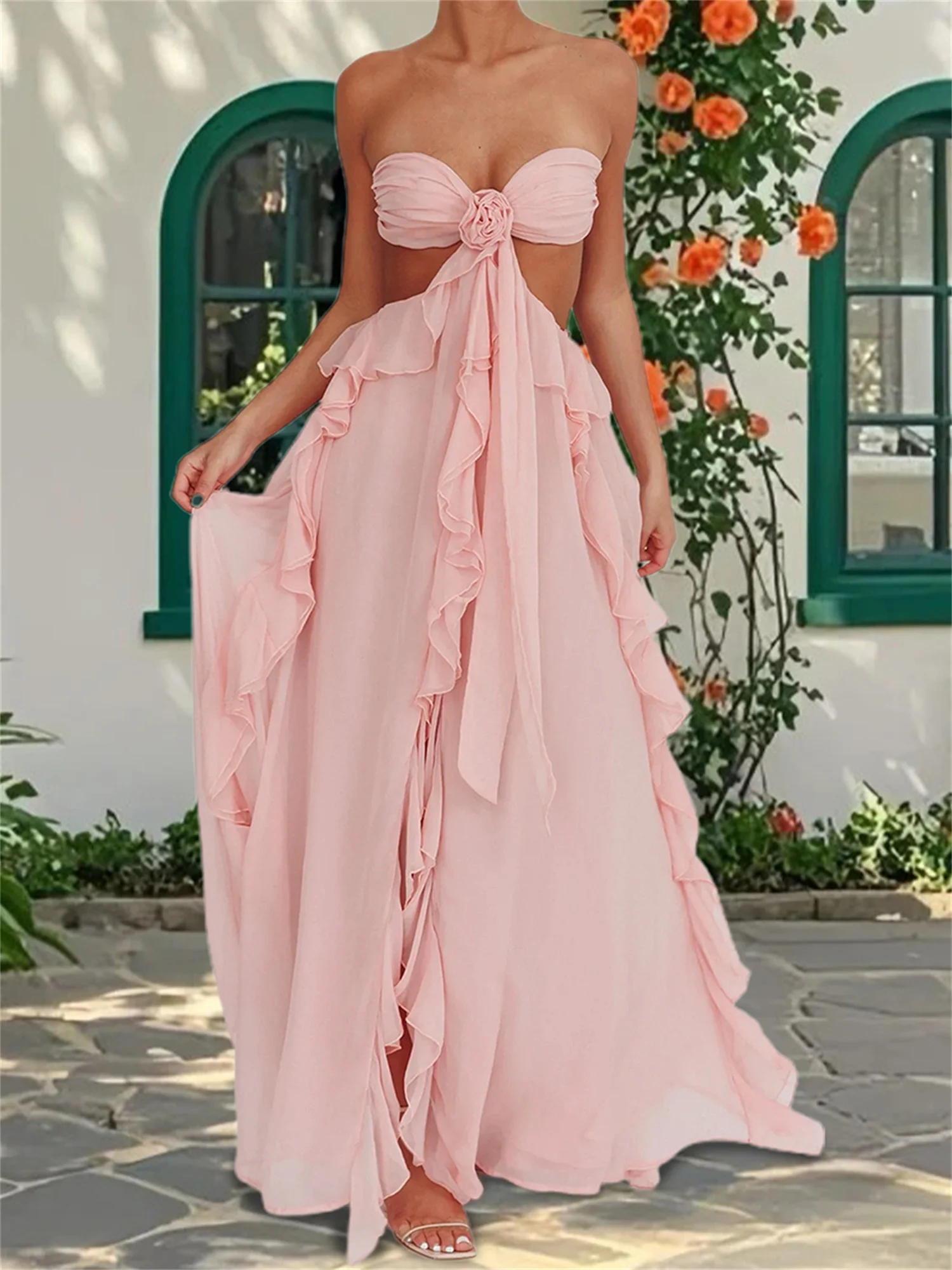 Elegante off-shoulder zeemeermin-avondjurk met paillettenversieringen en ruches aan de zoom voor formele evenementen en feesten