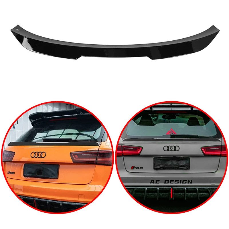 

For Audi A6 RS6 4G C7 Avant 2011 To 2018 Sports Line Style High Quality ABS Car Rear Mid Spoiler Wing Lip Body Kit Glossy Black