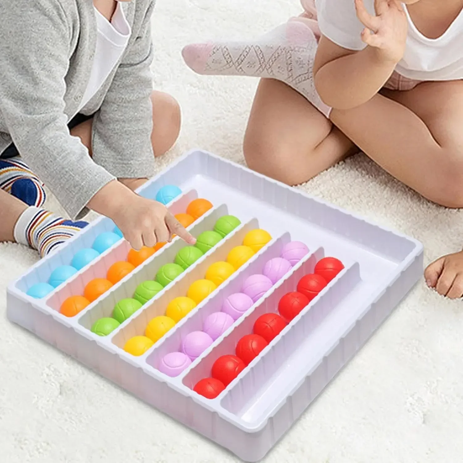 Color Ball Return Game,Ball Sorting Toy,Rainbow Balls Sensory Game,Portable Color Sorting Ball,Educational Board Game