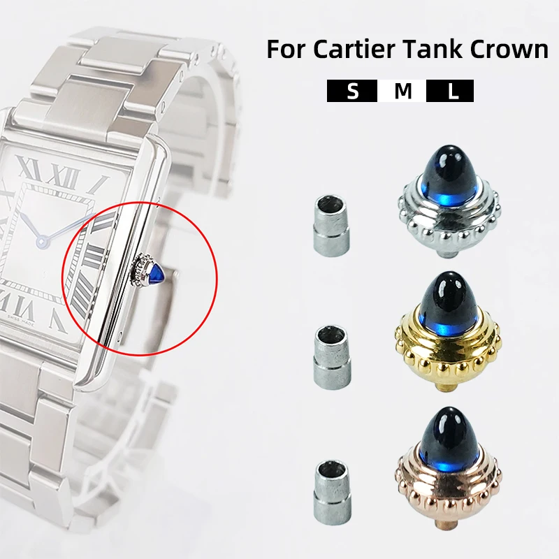 For Cartier Tank Watch Crown Men's and Women's Sapphire Crown Time Button Gold Silver Rose Gold Repair replace Watch Accessories