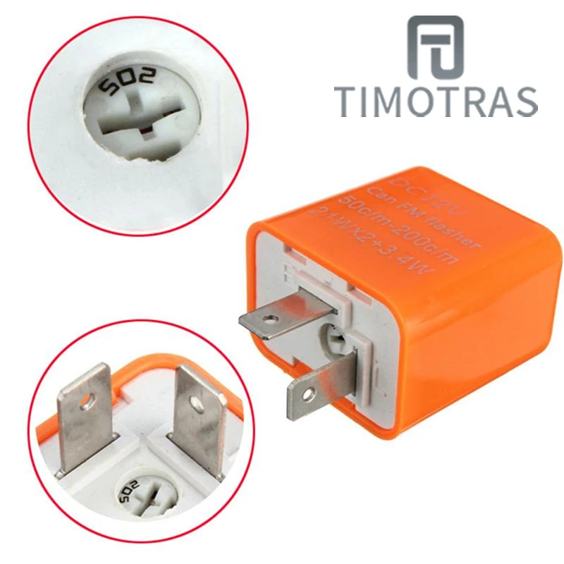 TIMOTRAS 12V 2 Pin LED Flasher Adjustable Frequency Relay Turn Signal Indicator Motorcycle Multiple Protection Security