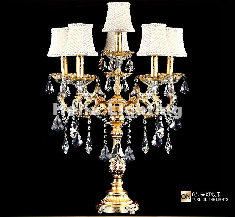 European Modern 6L D48cm E14 Candle Crystal Table Lamp Fashion Table Lamp Living Room Lamps Bedroom Lamp Brief Bed-lighting