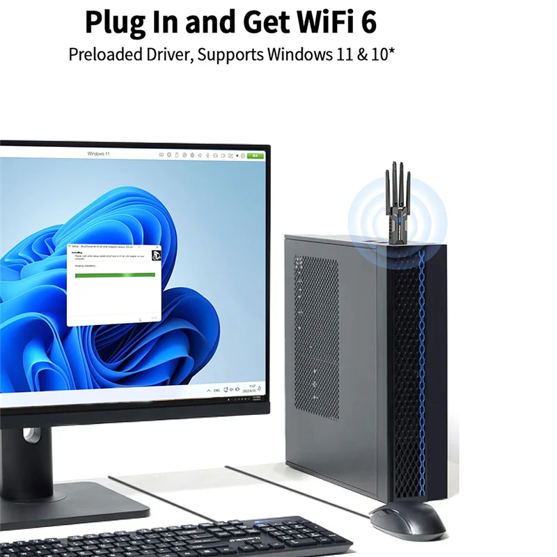 Ingenious-AX1800 Wifi6 1800Mbps محول بطاقة استقبال LAN اللاسلكية USB3.0 2.4Ghz 5Ghz ثنائي النطاق يدعم 4 X هوائيات