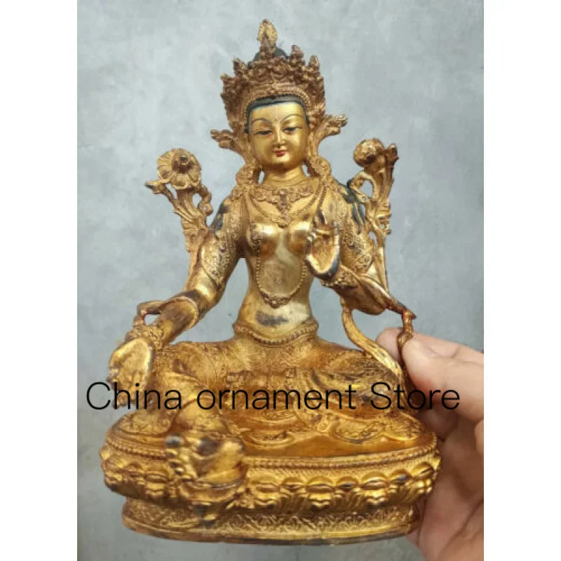 

Authentic Handmade Ancient Tibetan Gold-Plated Bodhisattva Tara Avalokiteshvara Buddha Statue