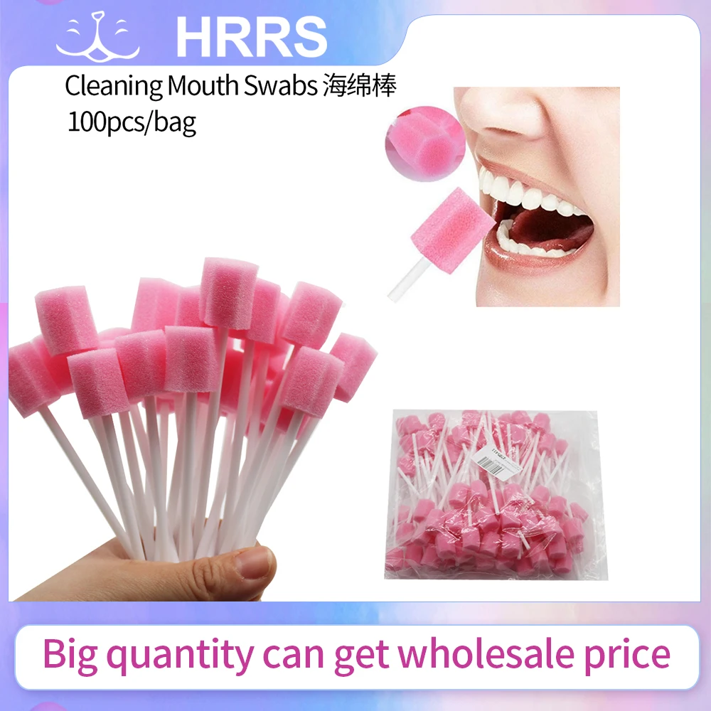 

100 шт. одноразовые тампоны для полости рта с палочкой, мягкая губчатая головка для ухода за полостью рта, чистки зубов