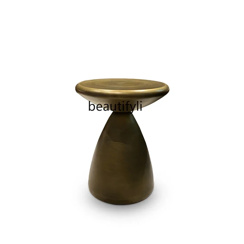 

Living Room Side Table Nordic Metal Bronze Brushed Mini Internet Celebrity Small Coffee Table