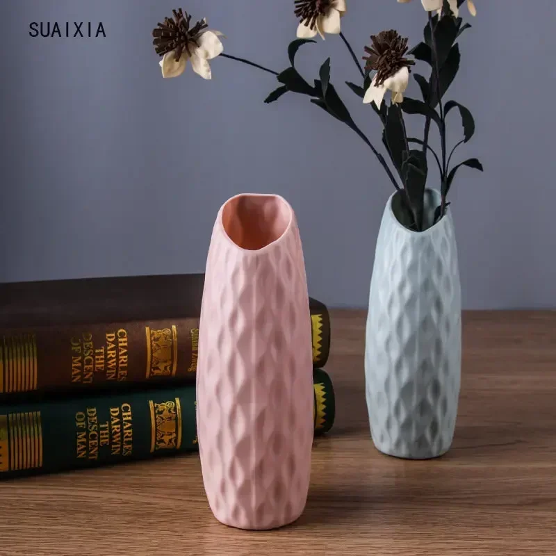 1pc Origami Plastic Vase White Imitation Ceramic Flower Pot Flower Basket Flower Vase Decoration Home Nordic Decoration Hot Sale