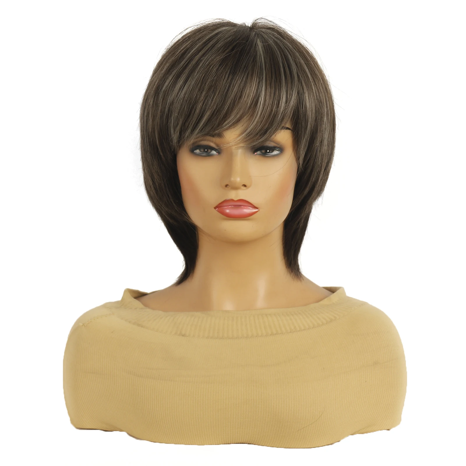 

Элегантный короткий коричневый парик с золотистыми оттенками для женщин, изготовленный из синтетического термостойкого волокна, с дизайном сетчатой шапочки в виде розы, доступен в различных стилях, подходит для всех типов людей.