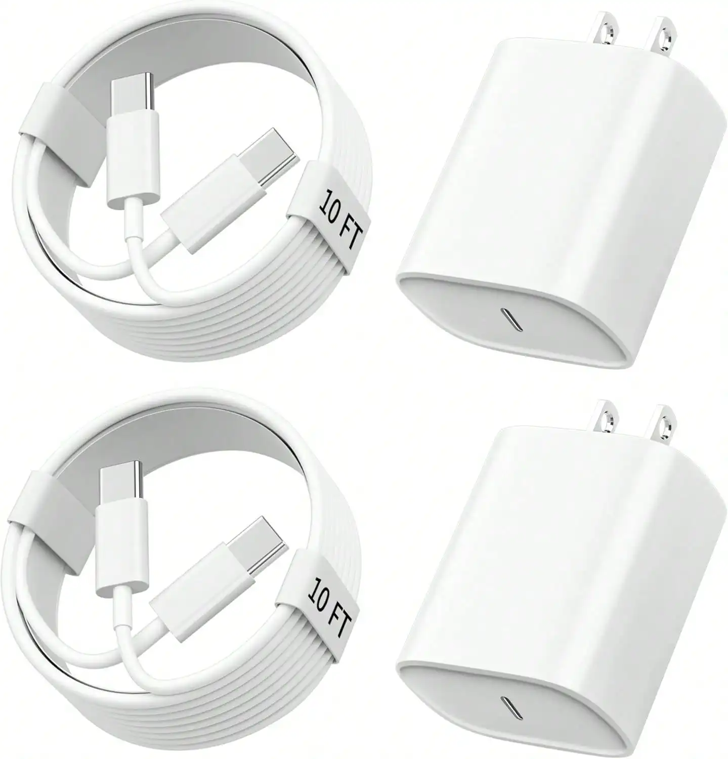 

20W USB C Fast Charger Block + 10FT/3M Extra Long USB C Charging Cord Fast Charging Kit Compatible with iPhone15/16/16 Pro/Pro Max/Plus iPad Android Smartphone Charger Set