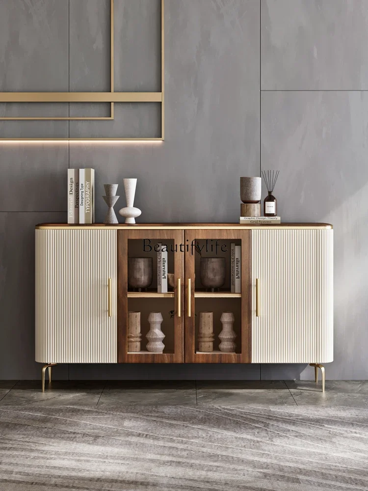 

XX39High-end light luxury solid wood dining side cabinet Modern entrance wall locker