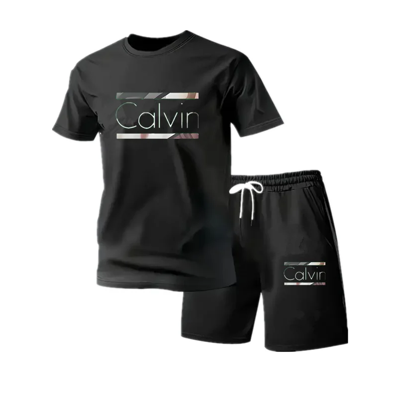 

2026 New Fashion Casual T-shirt Shorts Two-piece Set 3D Letter Printing Men's Summer Outdoor Wear Suit