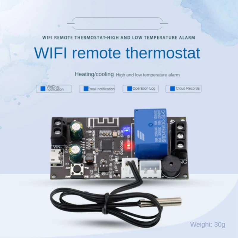 Módulo controlador de temperatura de alta precisión, termostato Wifi remoto, 1 piezas, negro