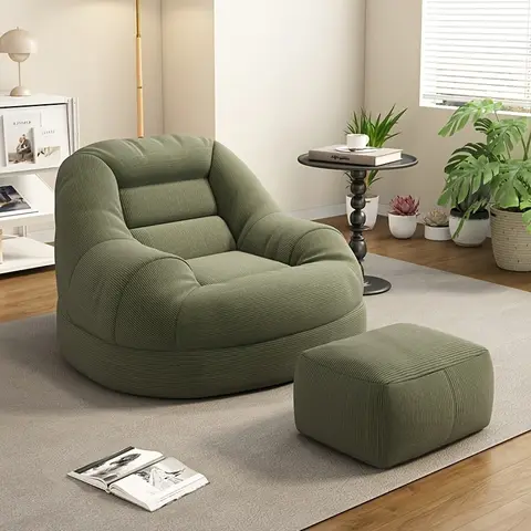Lazy tatami sofa and footstool, single chair - perfect for bedroom, balcony, small space, living room or office rest,