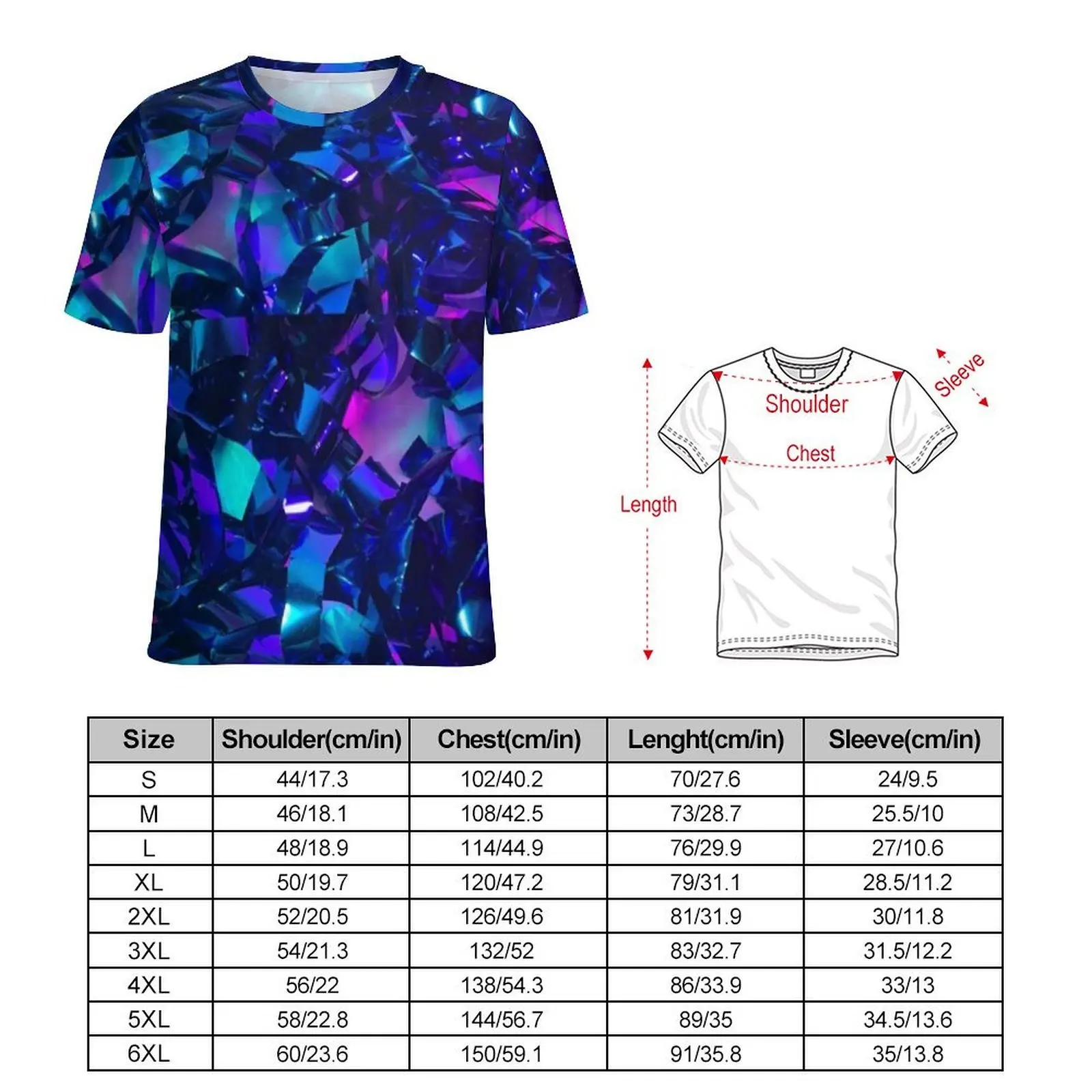 Man Metallic Abstract Pattern T Shirt Colorful Modern Art Trending T-Shirts Short Sleeves Graphic Tshirt Y2K Fun Plus Size Tees
