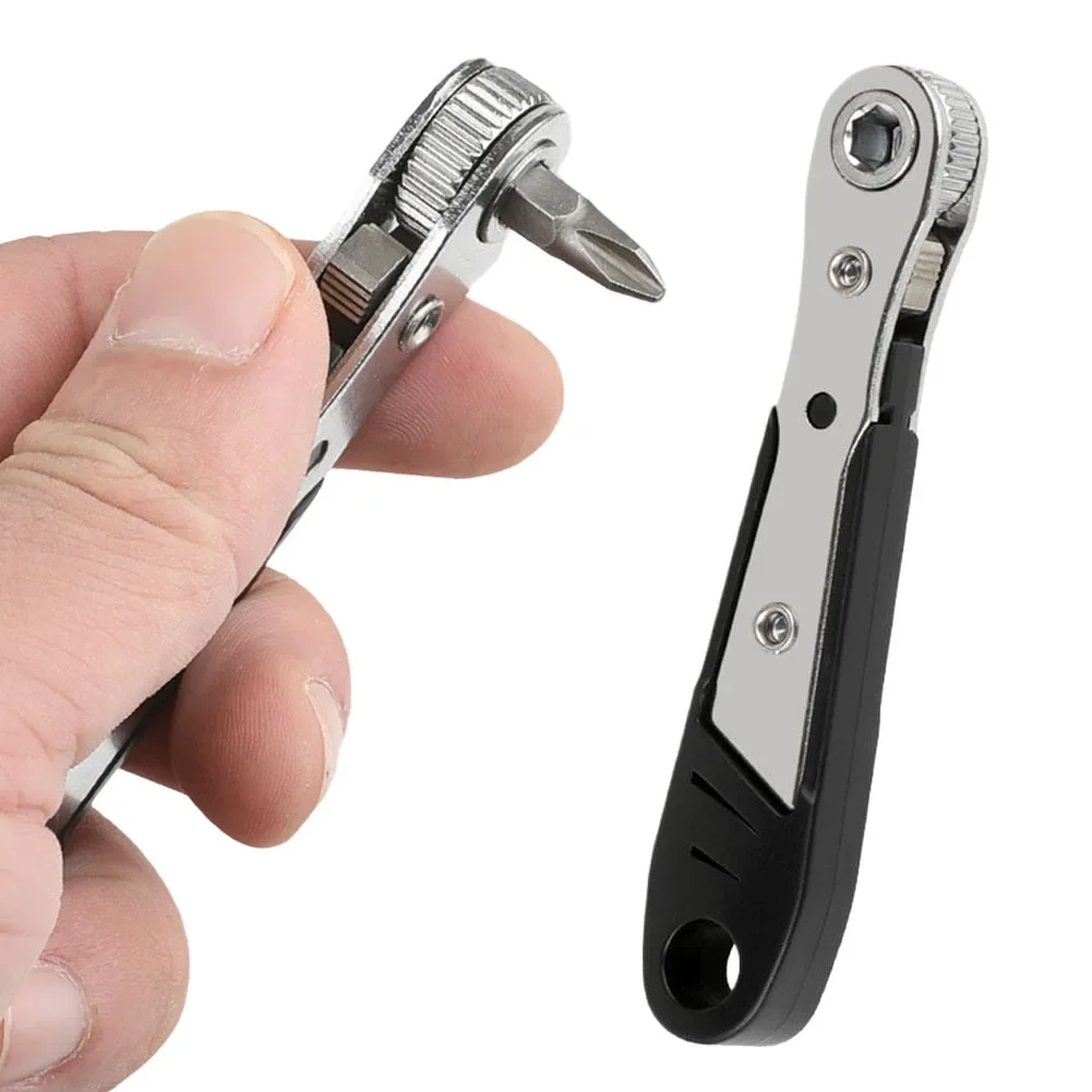 

Multi-Functional Drill Chuck Detachable Black Screwdriver Two-Way Ratchet Square Head Wrench Tool Home Repair