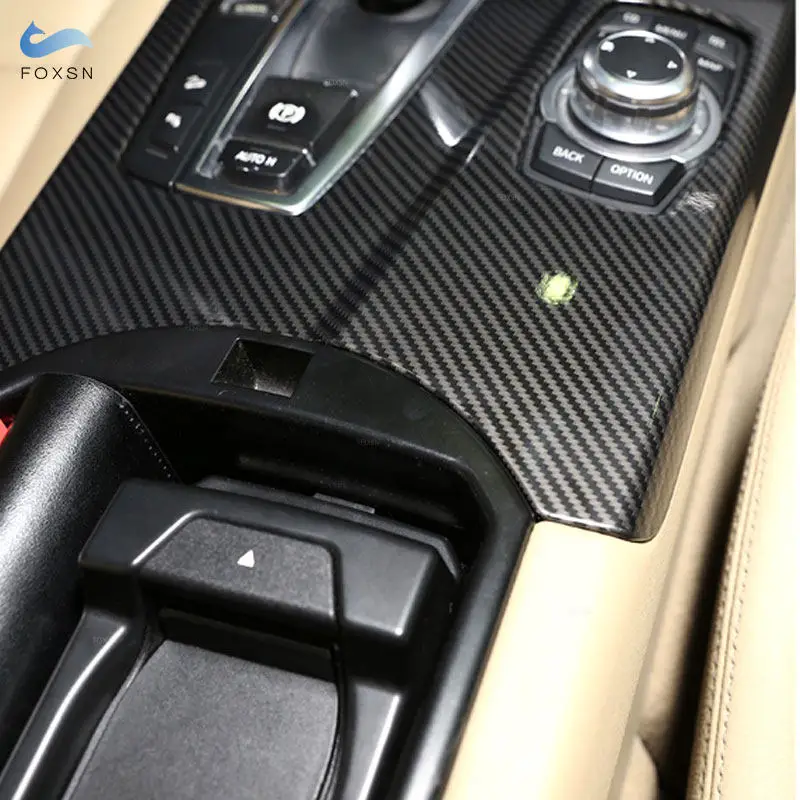 Car Center Console Control Gear Shift Panel Cover Trim For BMW X3 F25 X4 F26 2011 2012 2013 2014-2017 Carbon Texture/Chrome