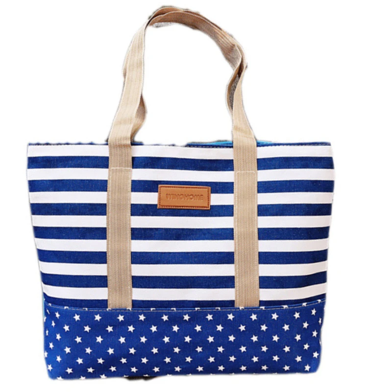 2022 New Style Grid Women Canvas Shoulder Bag Contrast Color Star Stripe Cloth Bag Fashion Bag Korean Casual Bag