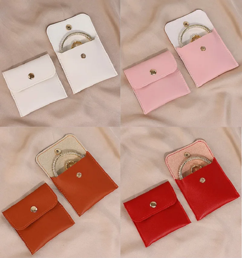 1pc Portable PU Leather Jewelry Storage Bag,Snap Bag for Necklaces Bracelets Rings Earrings,Compact Jewelry Organizer Pouch