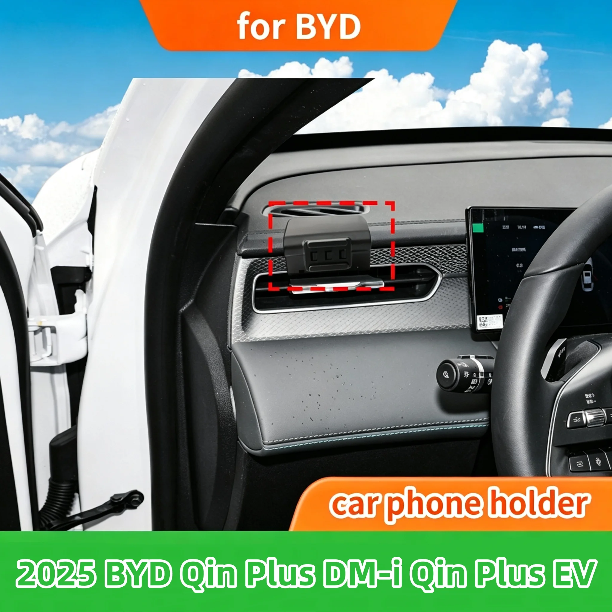 Easy‑to‑Install Car Phone Holder&Base for 2025 BYD Qin Plus DM‑i Qin Plus EV,Stable Shock‑Proof,No Blockage of Air‑Vent Airflow