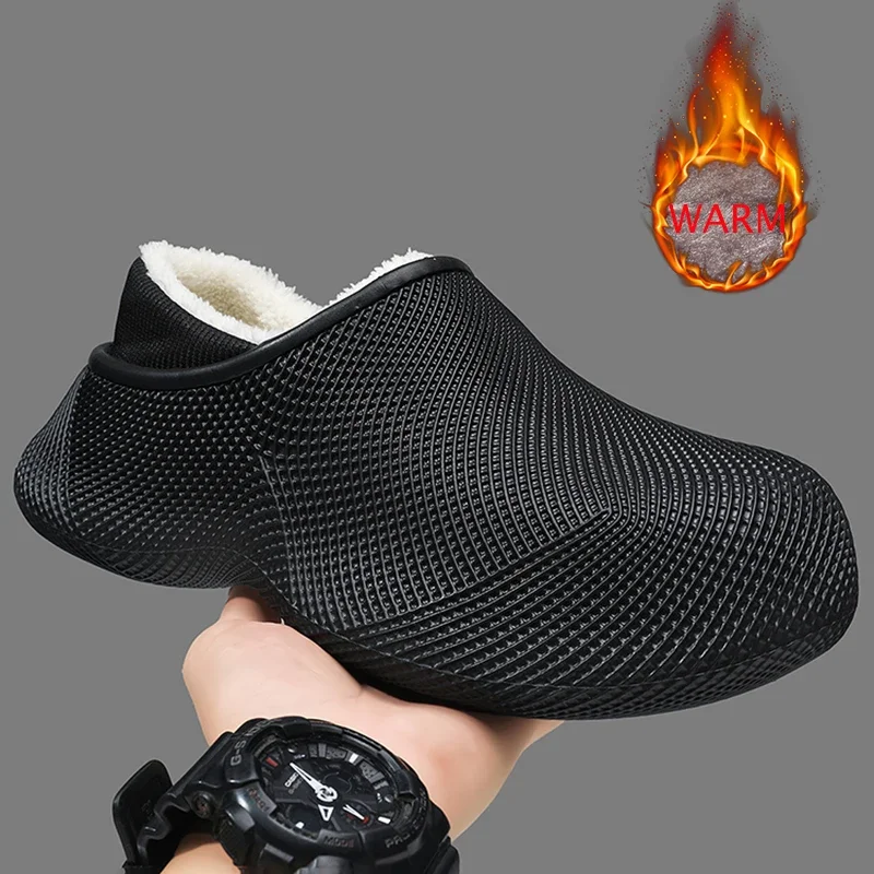 Unisex Winter Slippers Soft Soled Warm Silent Indoor Women's Cotton Slippers Wrap Heel Men Plush Slippers Home Pantoufles