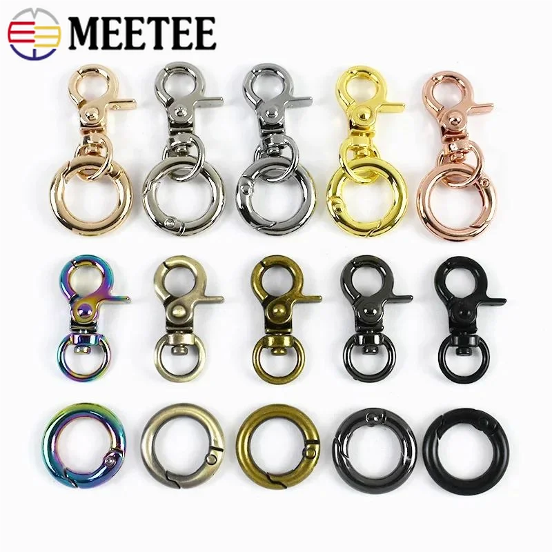 

5/10Sets Metal Spring Snap Hook + O Ring Buckle Bag Keyring Lobster Clip Clasp Wallet Keychain Carabiner DIY Hardware Accessory
