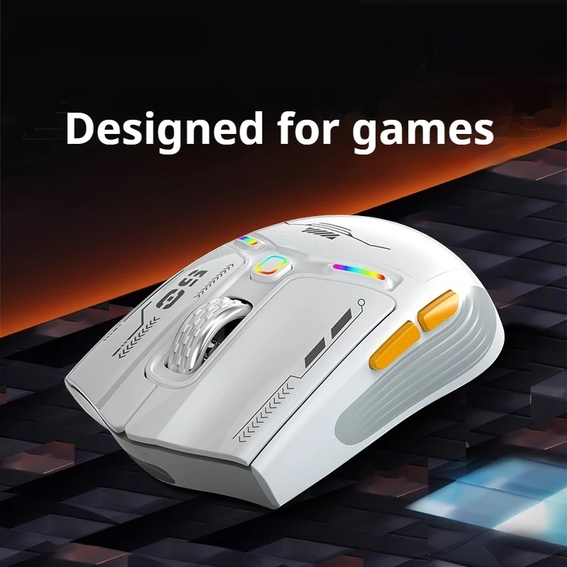 Rgb Tri-Mode Gaming Mouse Wired Bluetooth 2.4g Wireless Low Latency PAW3311 Sensor Custom Macro Replaceable Back Cover Mouse