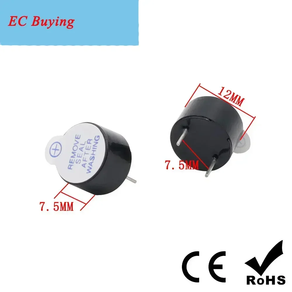 10pcs/lot DC 3V 5V 12V 12075 Active Alarm Buzzer 12x7.5MM TMB12075 The integrated buzzer will sound when it is energize