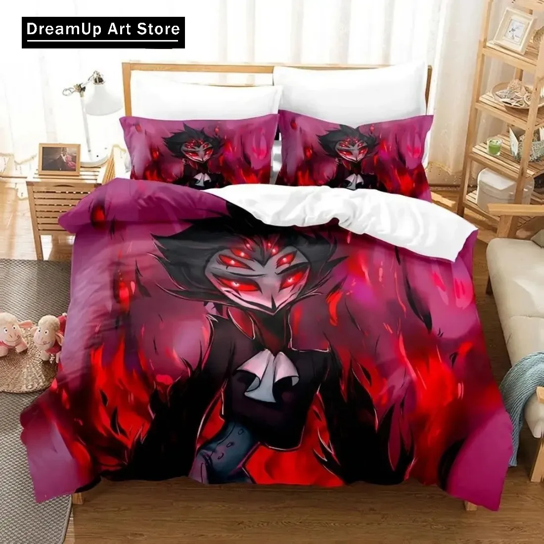 Anime Stolas Helluva Hazbin Hotels Boss Bedding Set Duvet Cover Bed Set Quilt Cover Twin Single Queen King Size Boys Adult