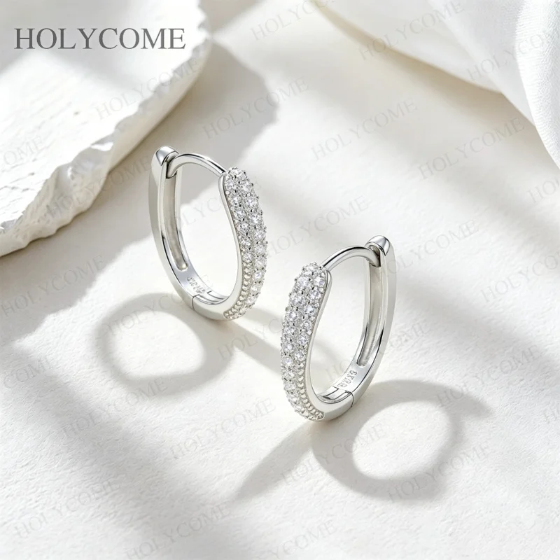 925 Sterling Silver Moissanite Hoop Earrings for Women Girls Newest Luxury Romantic Earrings Fashion Jewelry Gifts