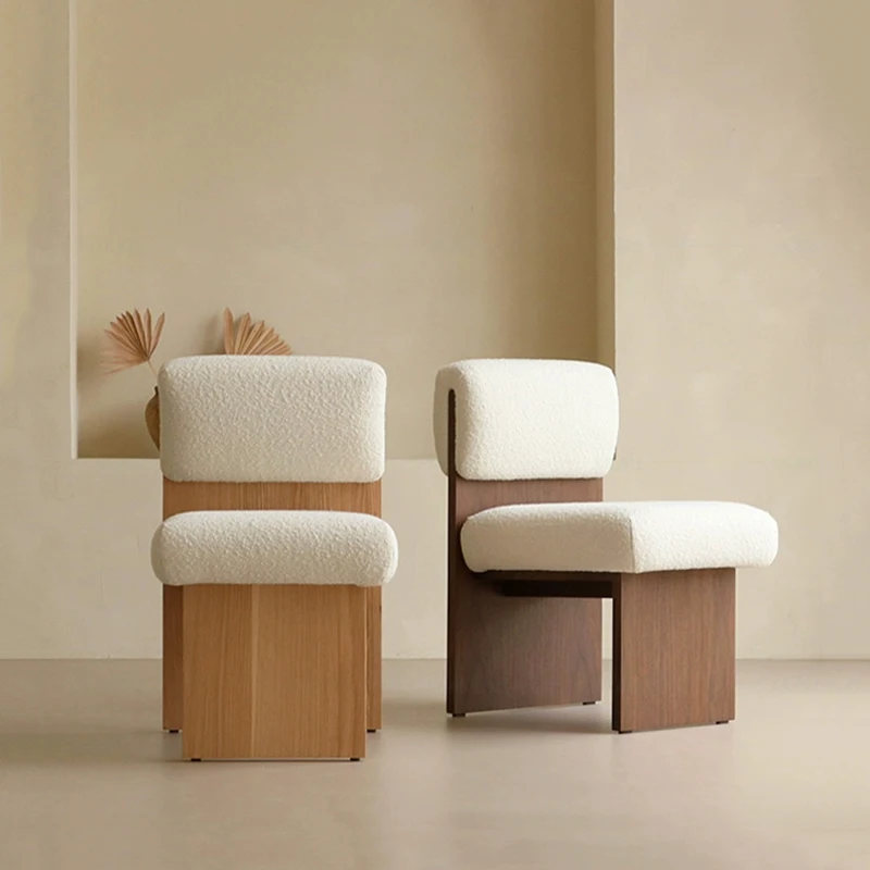 

Nordic Furniture Leisure Living Room Chairs Solid Wood Dining Chair Bedroom Makeup Chair Dressing Stool Modern Single Sofa Chair