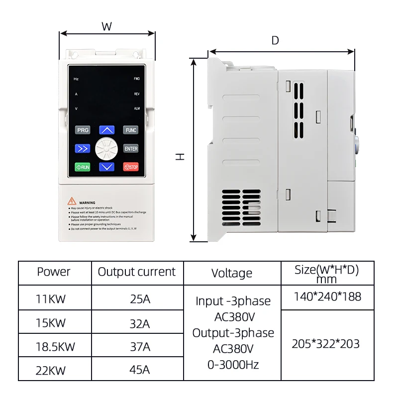 Solar VFD DC400-700V to 3PH 380V 11/15/18.5KW Variable Frequency Drive Converter for Motor Speed Control Inverter