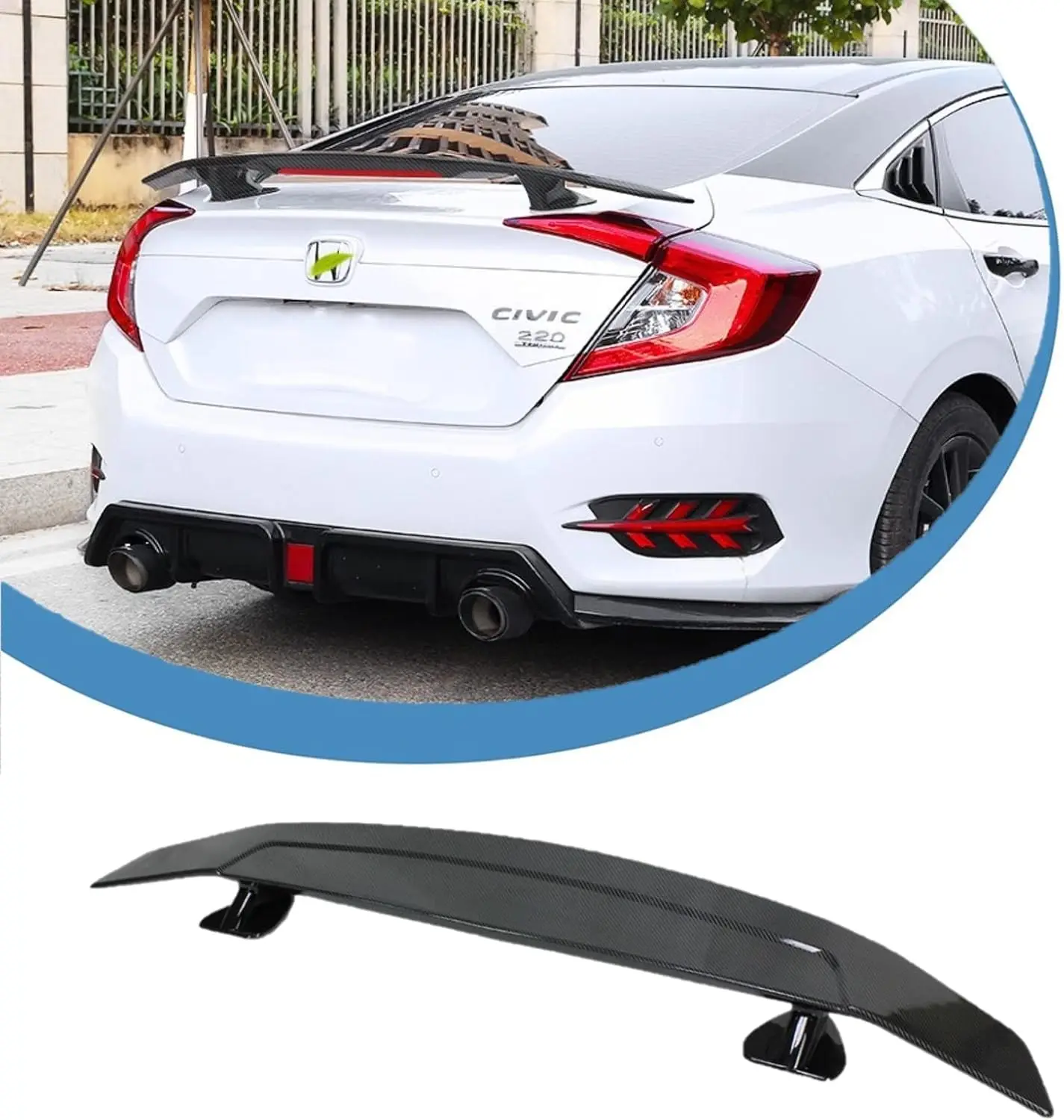 For Honda civic 2016-2020 Rear Trunk Spoiler GT JDM Style Wing Spoiler Universal Car Racing Spoiler Lightweight Tail Wing Trim